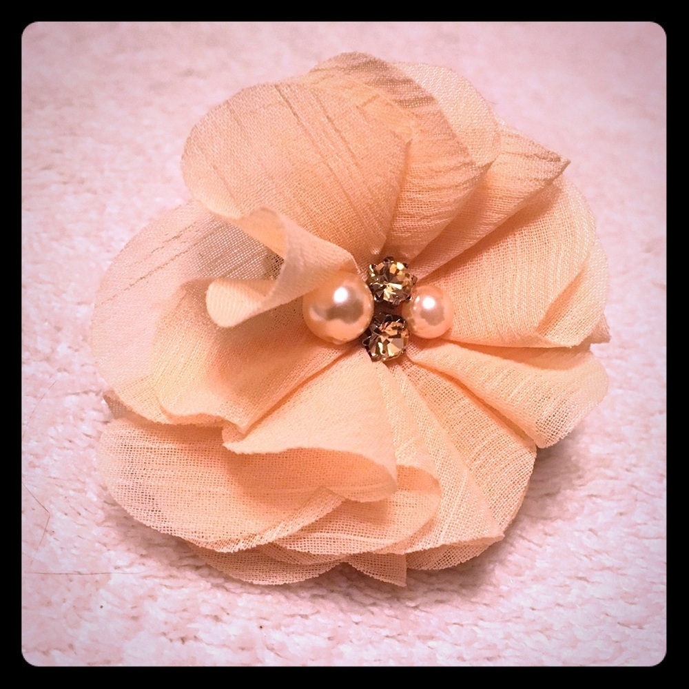 Pink Peach Floral Statement Ring Adjustable Romantic Flower Ring Pearl Accents - Picture 2 of 4